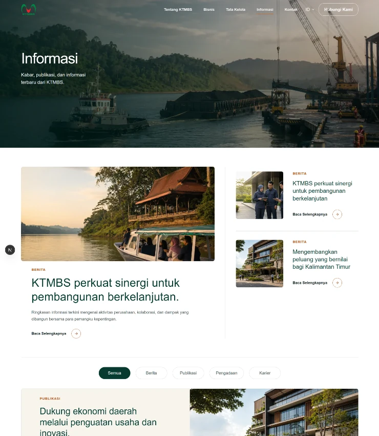KTMBS corporate website information interface